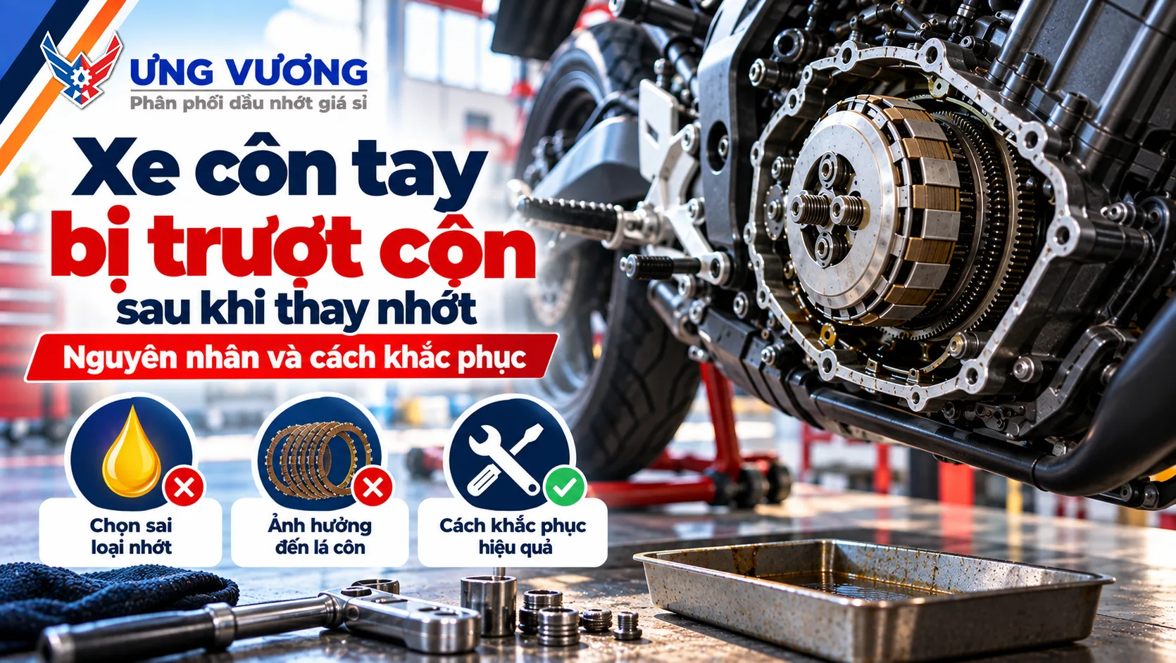 Xe côn tay bị trượt côn sau khi thay nhớt: nguyên nhân và cách khắc phục