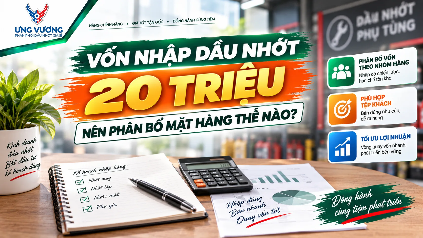 Vốn Nhập Dầu Nhớt 20 Triệu: Nên Phân Bổ Mặt Hàng Thế Nào?