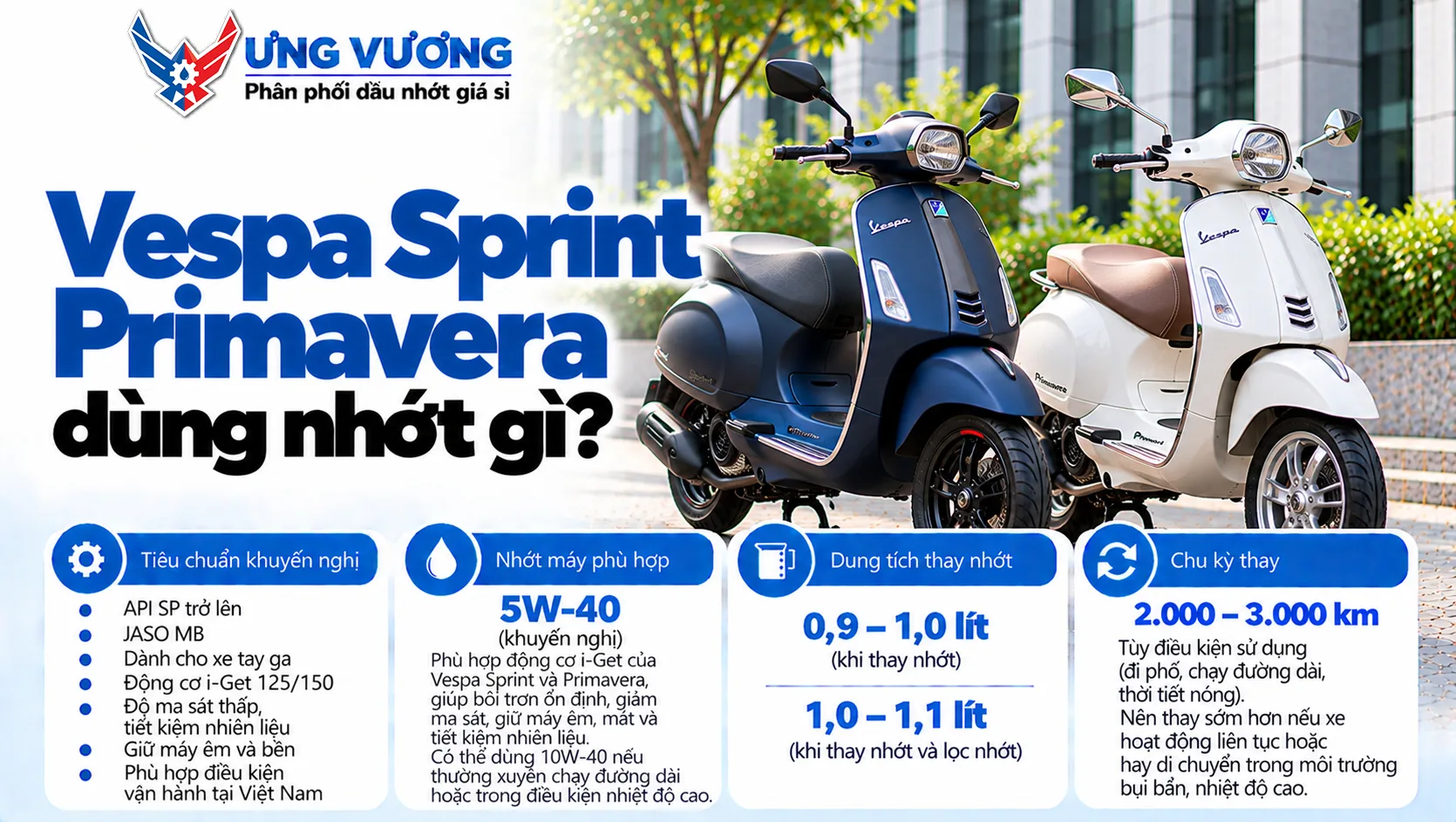 Vespa Sprint, Primavera dùng nhớt gì?