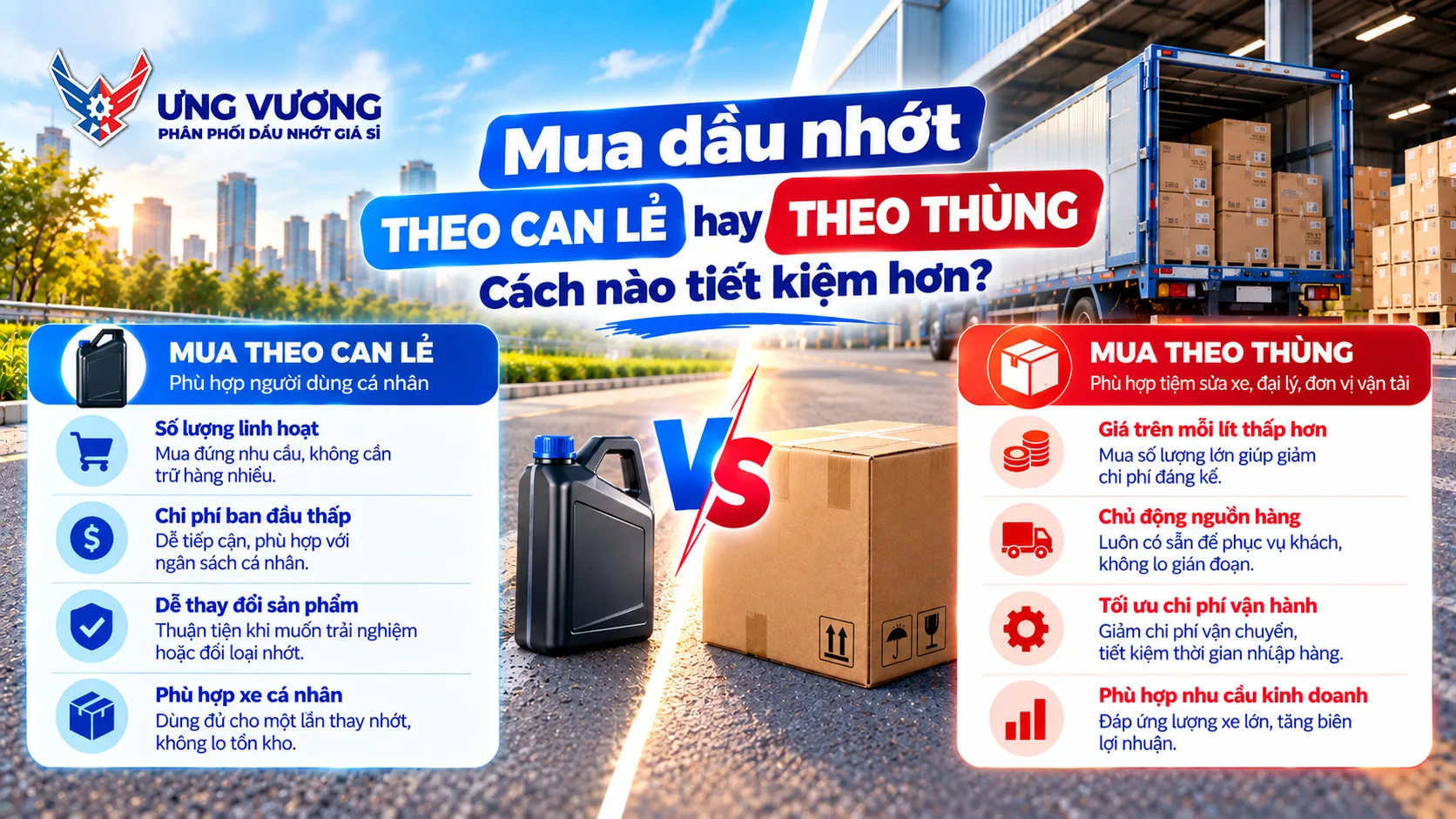 Mua dầu nhớt theo can lẻ hay theo thùng: Cách nào tiết kiệm hơn?