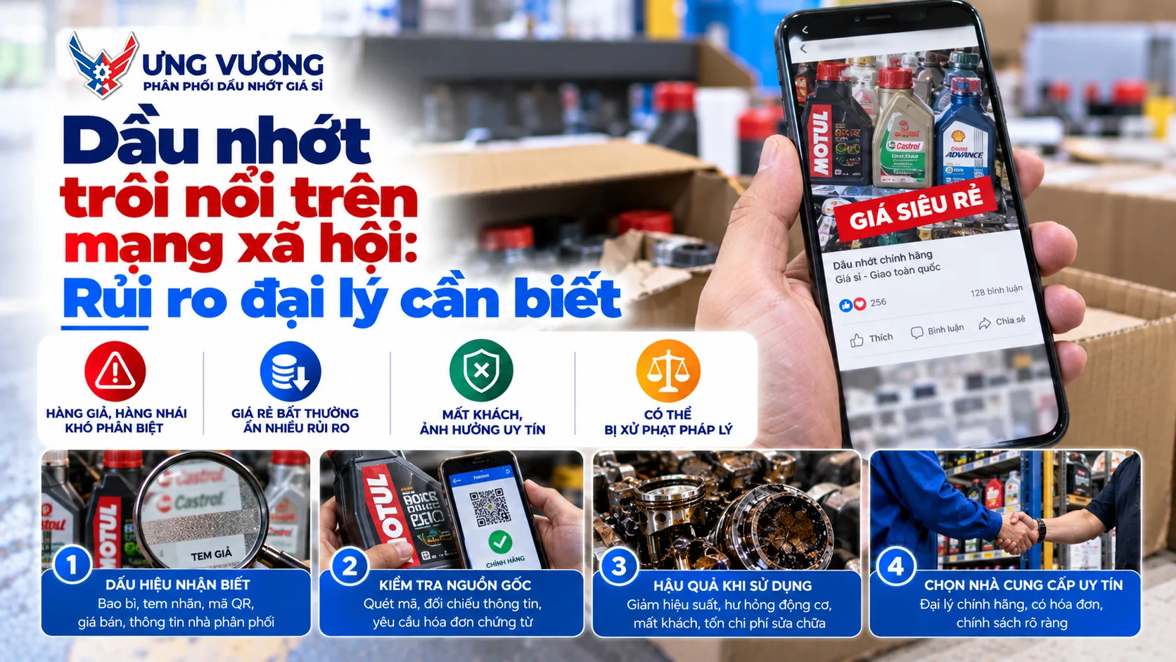 Dầu nhớt trôi nổi trên mạng xã hội: Rủi ro đại lý cần biết
