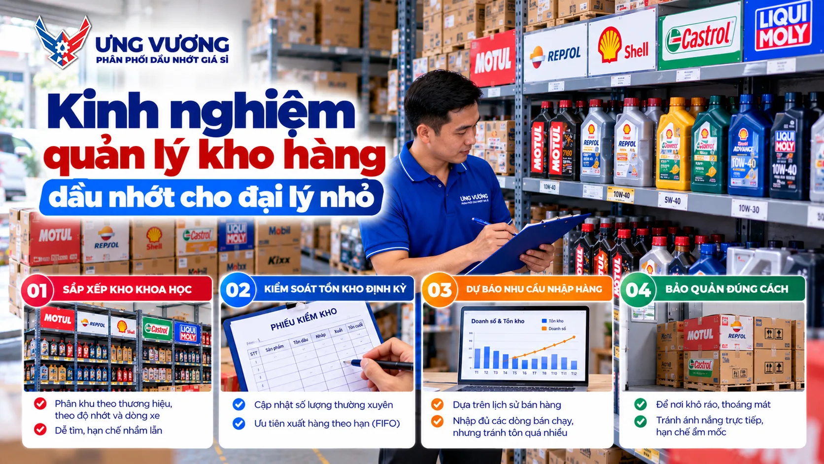 Kinh nghiệm quản lý kho hàng dầu nhớt cho đại lý nhỏ