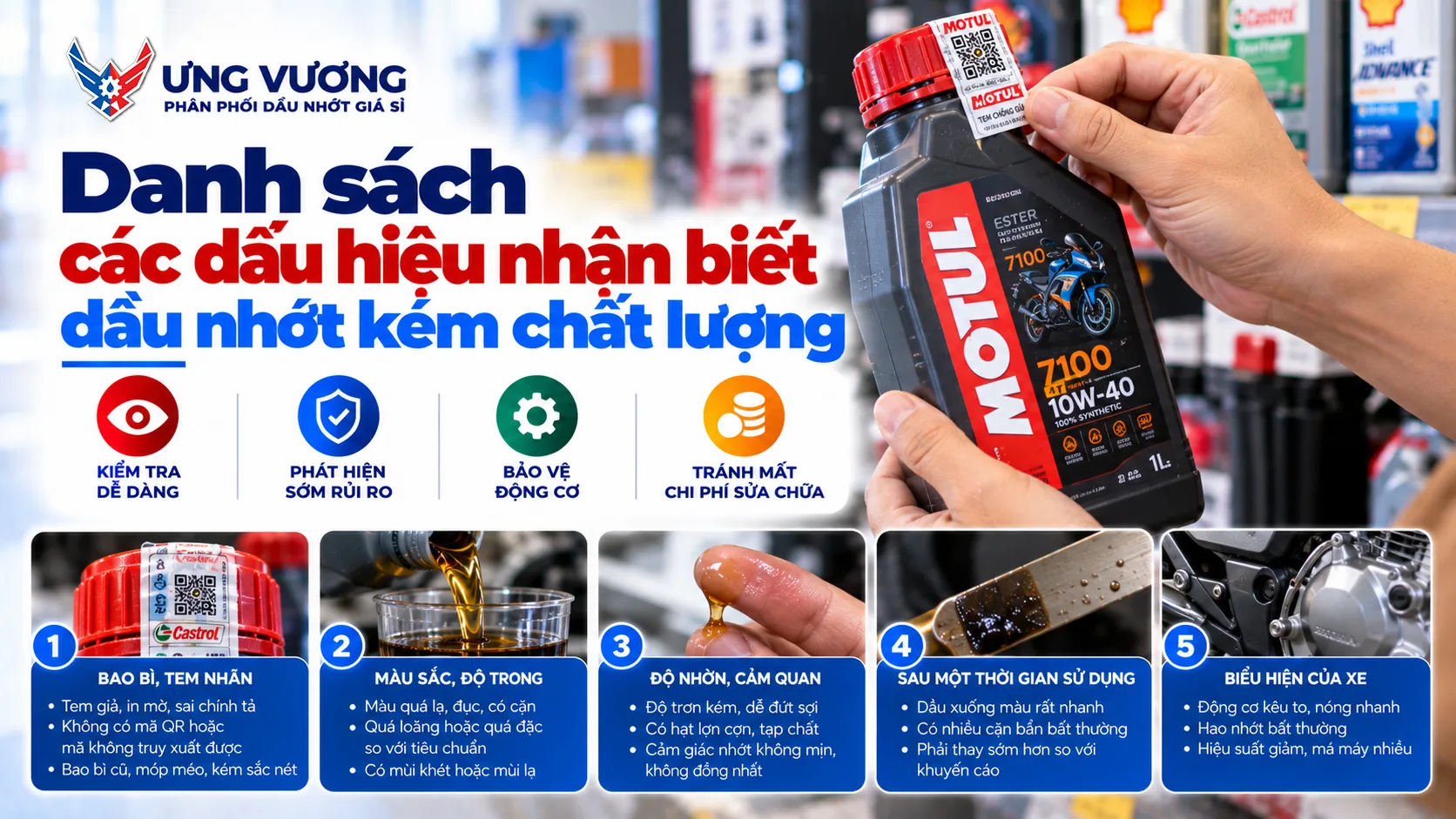 Danh sách các dấu hiệu nhận biết dầu nhớt kém chất lượng