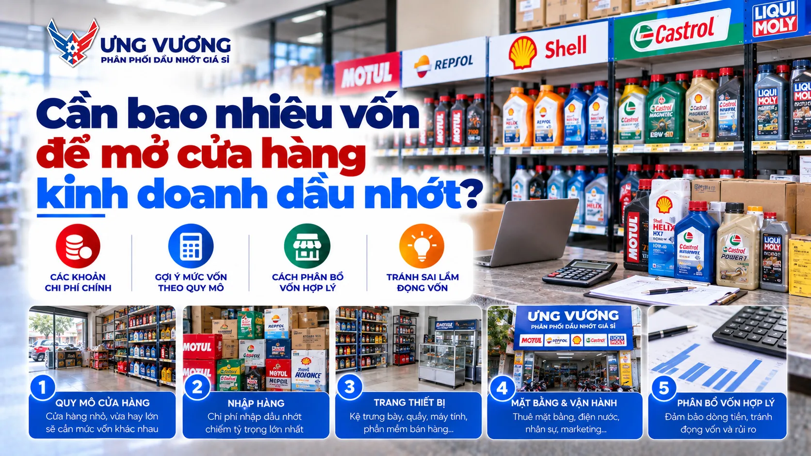 Cần bao nhiêu vốn để mở cửa hàng kinh doanh dầu nhớt?